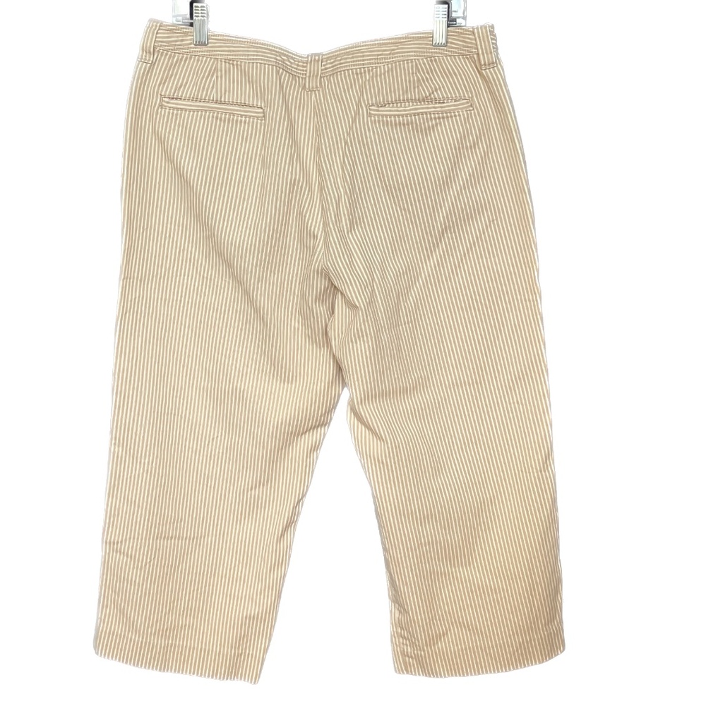 Anne Klein Sports Pants Cropped Size 14 Beige Striped Casual 100% Cotton - Picture 3 of 6